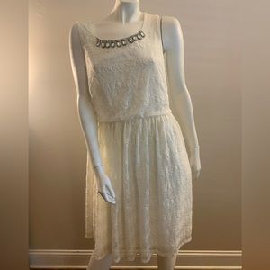 HAANI White Lace Rhinestone Size XL Dress